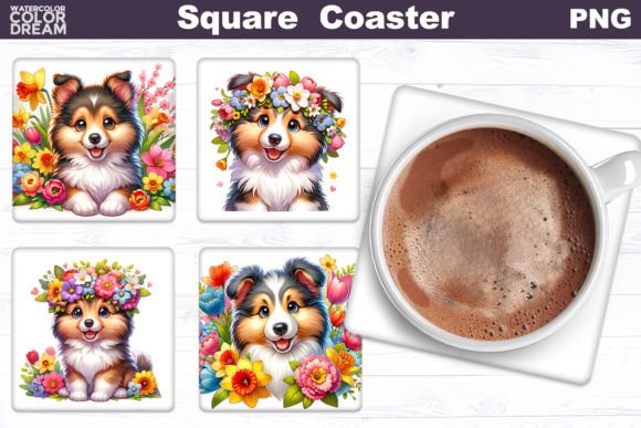 Collie Square Coaster Dog Flowers Squa: A Designer’s Take