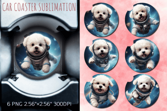 Cute Astronaut Bichon Frise Dog Coasters