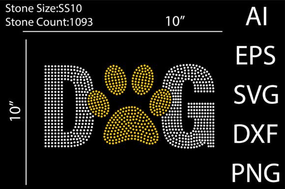 Dog Paw Rhinestone Template