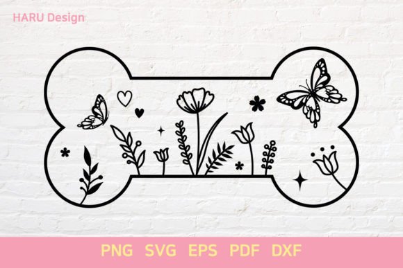 Floral Dog Bone