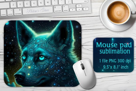 Galaxy Dog Mouse Pad Sublimation Design