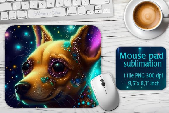 Galaxy Dog Sublimation Design Mouse Mat