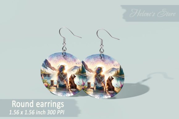 Girl and Dog Meditate Earring Sublimatio