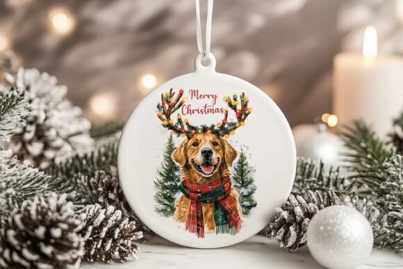 Golden Retriever Dog Xmas Ornament PNG Review