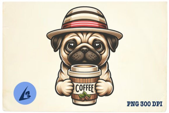Pug Dog Drink Coffee PNG
