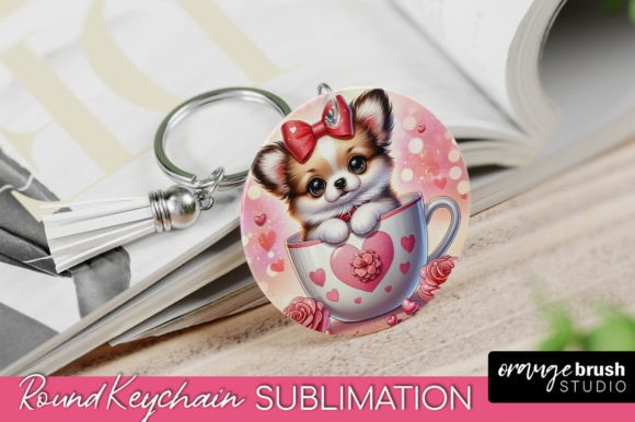Valentine's Day Dog Round Keychain PNG