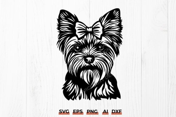 Yorkshire Terrier with Bow SVG Design